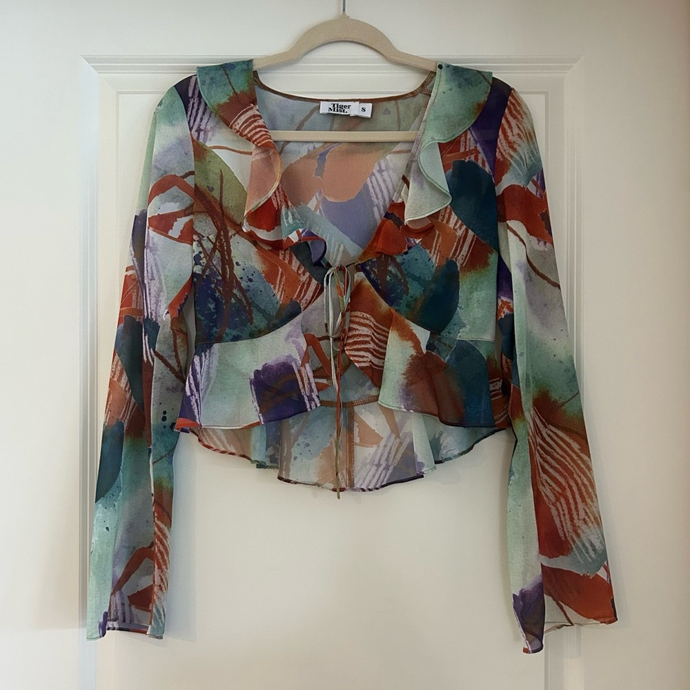 Tiger Mist Colorful Tie Top Tarvey Watercolor Top
